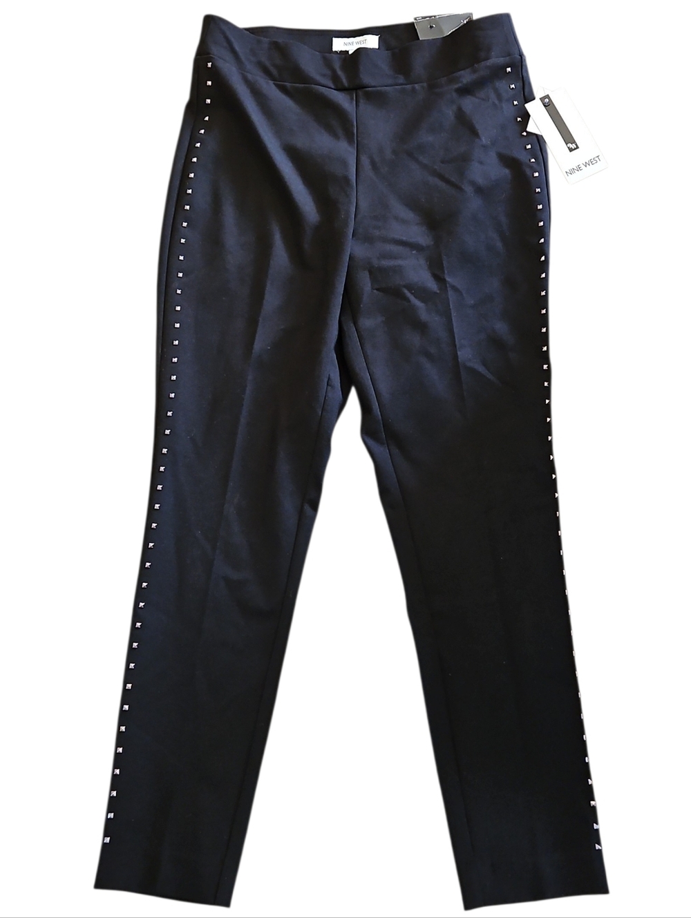 Nine West Black Ponte Pants with Side Stud Trim Size Medium
